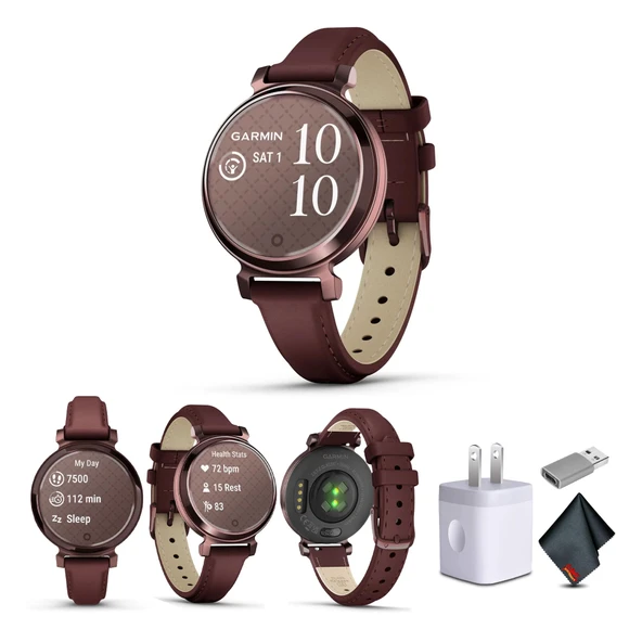 Garmin Lily 2 Classic Small ve Şık Smartwatch Up to 5 Days Battery Life Hidden Display Patterned Lens Dark Bronze with Mulberry (010-02208-03) Health & Fitness Smart Sche for Women