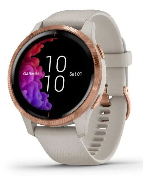 Garmin Venu, Smartwatch with Bright Touchscreen, Özellikler Müzik, Body Energy Watch, Animation Workouts, Pulse Ox Sensör ve Daha Fazla, with Tan Band