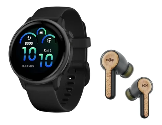 Garmin vivo 6 GPS Smartwatch (Slate with Band) Sche with House of Marley Rebel True Wireless Earbuds