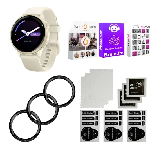 Garmin vivo 6 Smartwatch (Lunar /Bone Band) Fitness ve Wellness Plus Software ve Tempered Glass