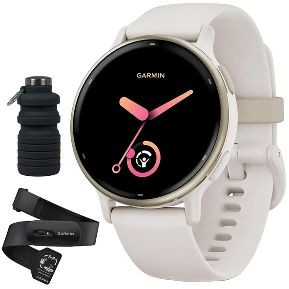 Garmin Vivoactive 5 Fitness Smartwatch, HRM 200 Kalp Puanı İzleyici (XS-S) Sche Monitori ile Deco Essentials Collapsable Water Şişe