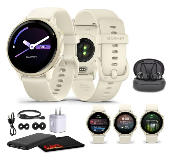 Garmin Vivoactive 6 Smartwatch Ay with Bone Silikon Band Best Fitness GPS Smart-Watch with AMOLED Display, 11-Day Battery, Advanced Activity Watch Sche for Men & Women