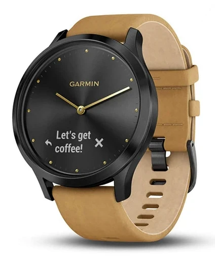 Garmin vivomove HR, Erkekler ve Kadınlar için Hibrit Smartwatch, Onyx ile Işık Tan Suede Band