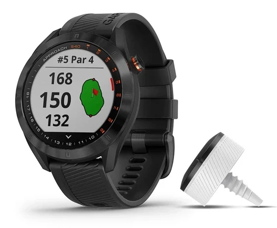 Garmin Yaklaşım S40 Sche, Şık GPS Golf Smartwatch, 3 CT10 Club Trackers,