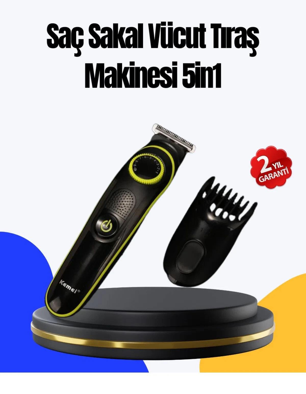 5 Başlıklı Çok Fonksiyonlu Saç Kesme ve Sakal Düzeltme Makinesi Erkek