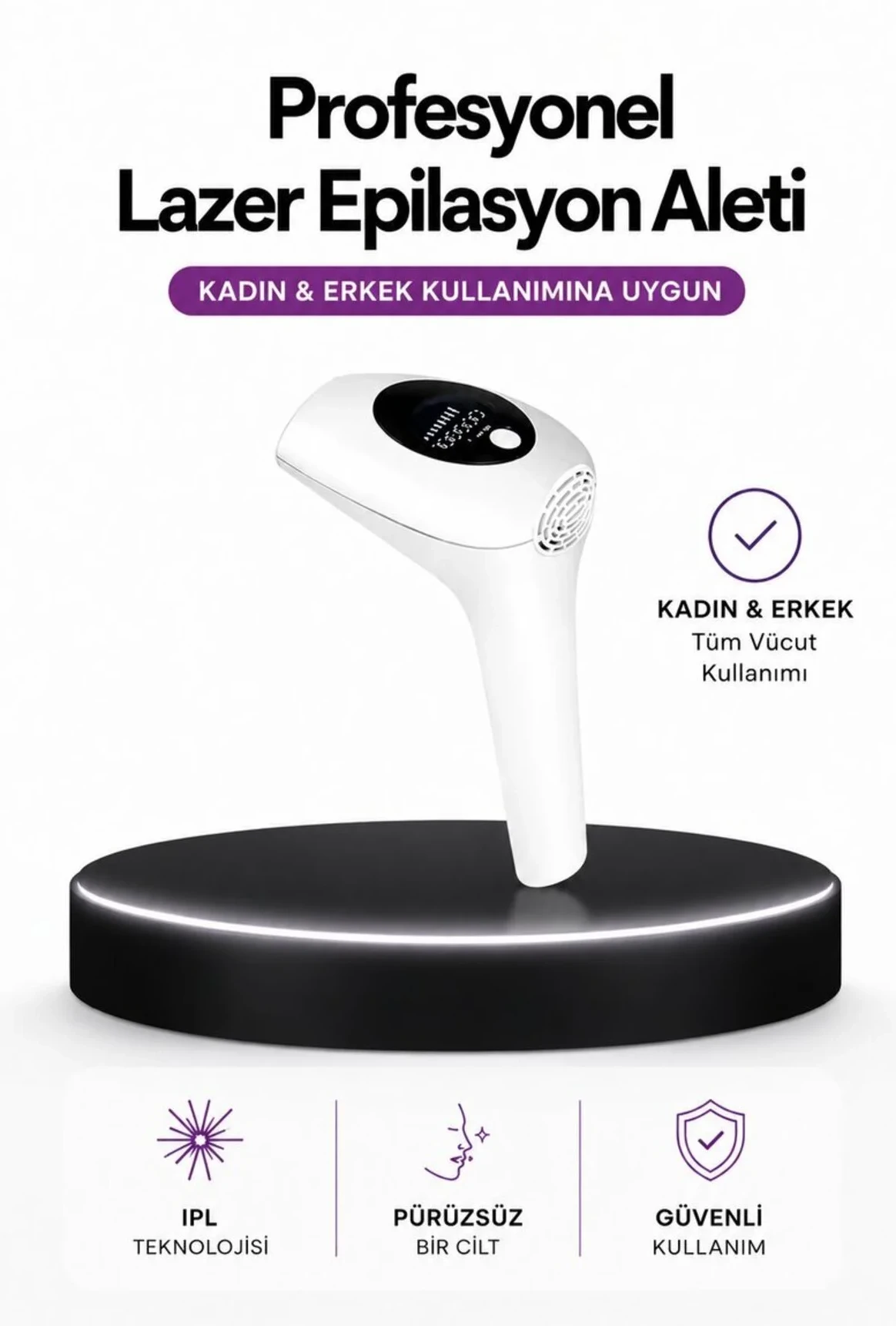 IPL Teknolojili Erkek Ve Kadın Kullanımına Uygun Lazer Epilasyon Cihaz