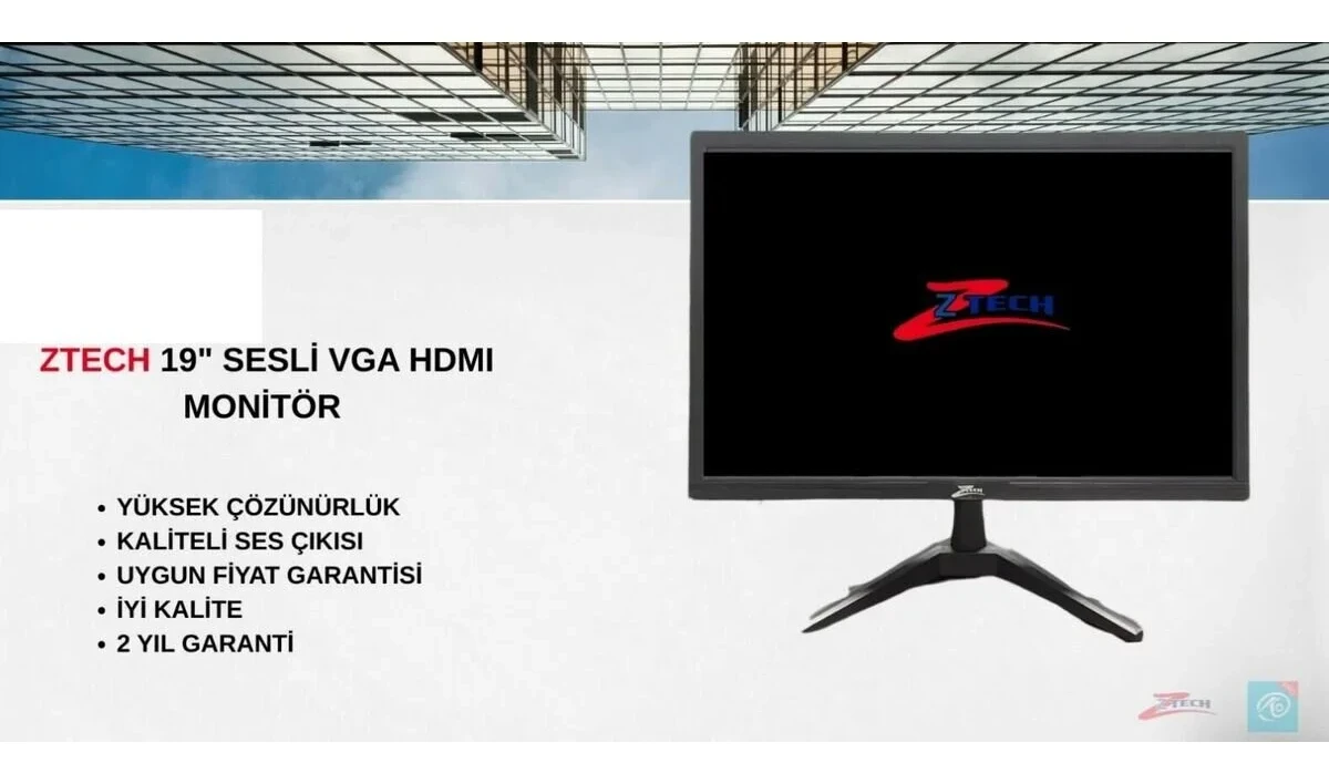 Ztech ZR-MR19M 19” HD+VGA+USB LED Monitör