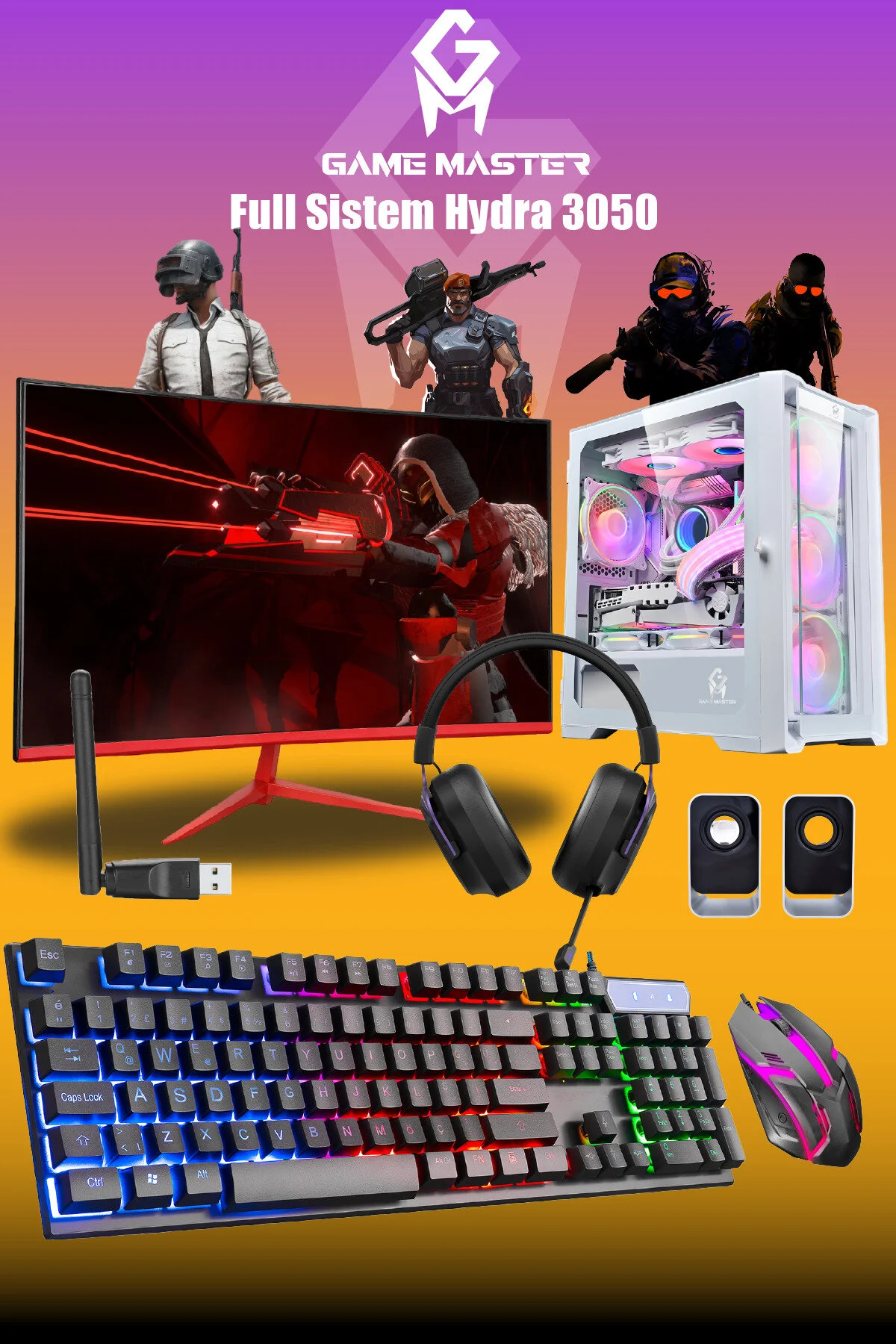 GM Game Master Hydra 3050 Full Sistem İntel i3-12100F RAM M2 RTX3050