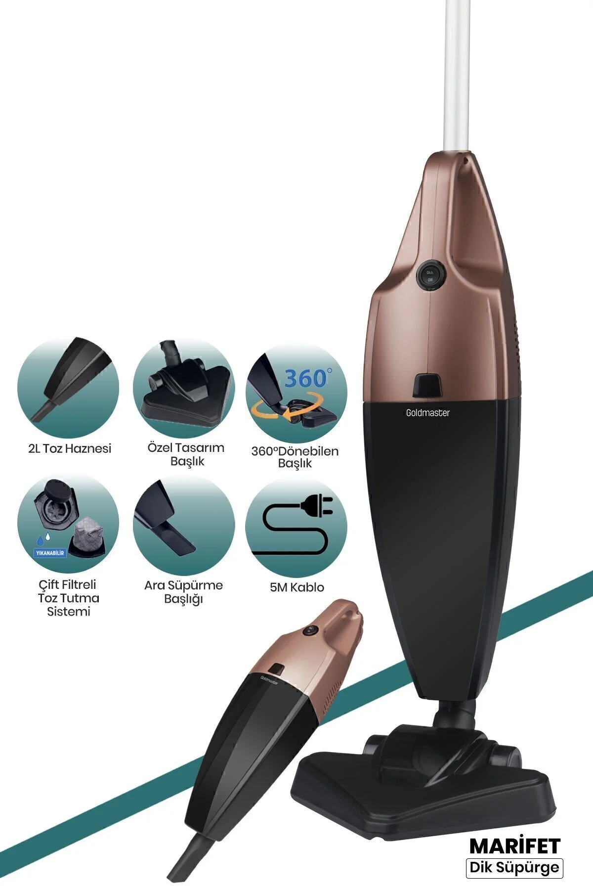 GoldMaster Marifet 2 Lt Toz Hazneli 800 W Yıkanabilir Filtreli 2in1