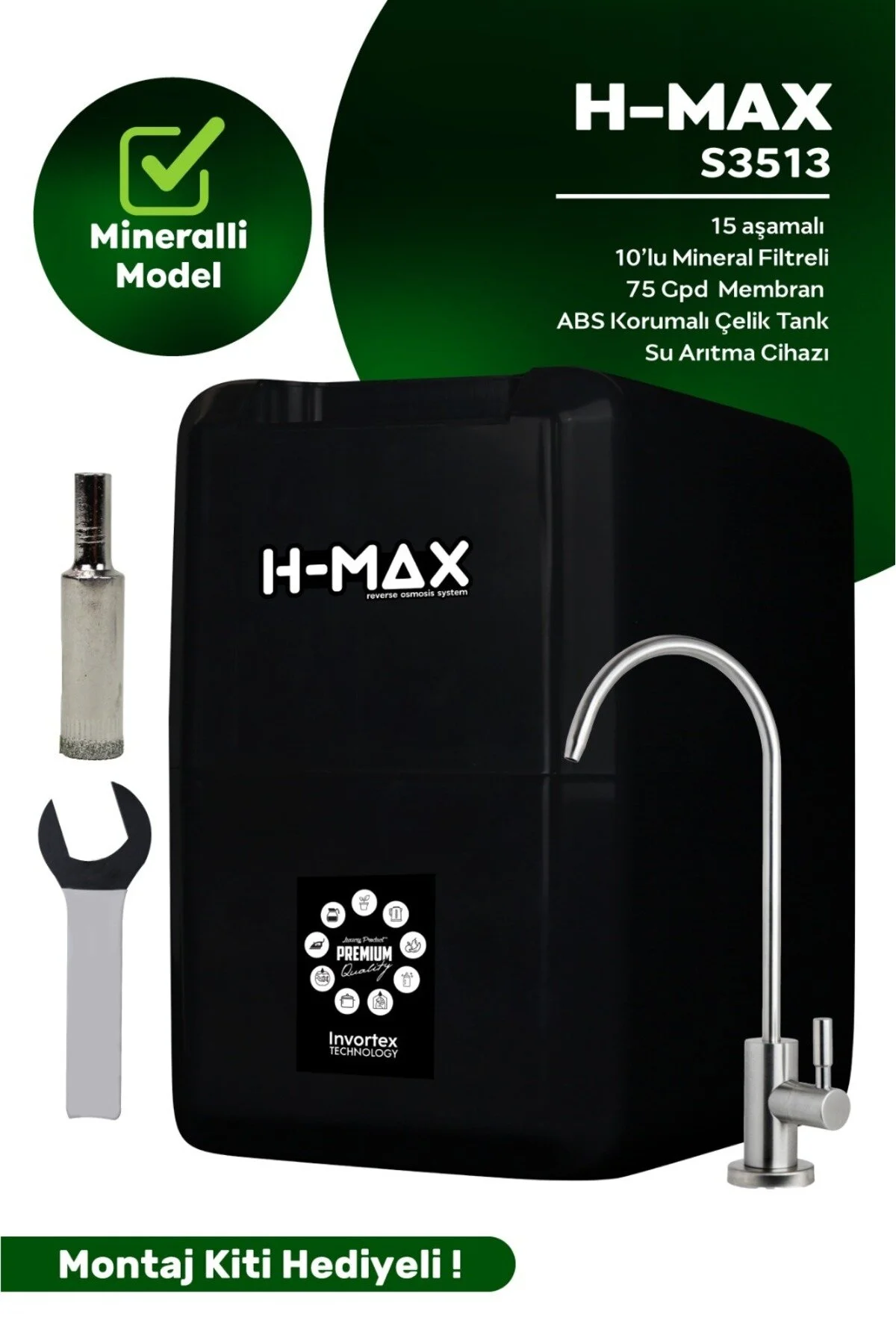 H-MAX Reverse Osmosis System Hmax S3513 Model 15 Aşama Mineralli Su Arıtma Cihazı