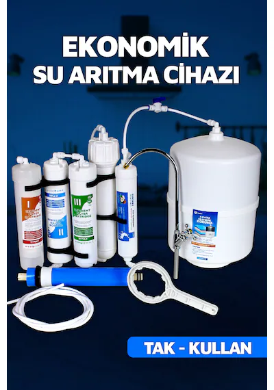 H-Max Su Arıtma Cihazı Ekonomik Model 5 Aşamalı Şasesiz Pompasız