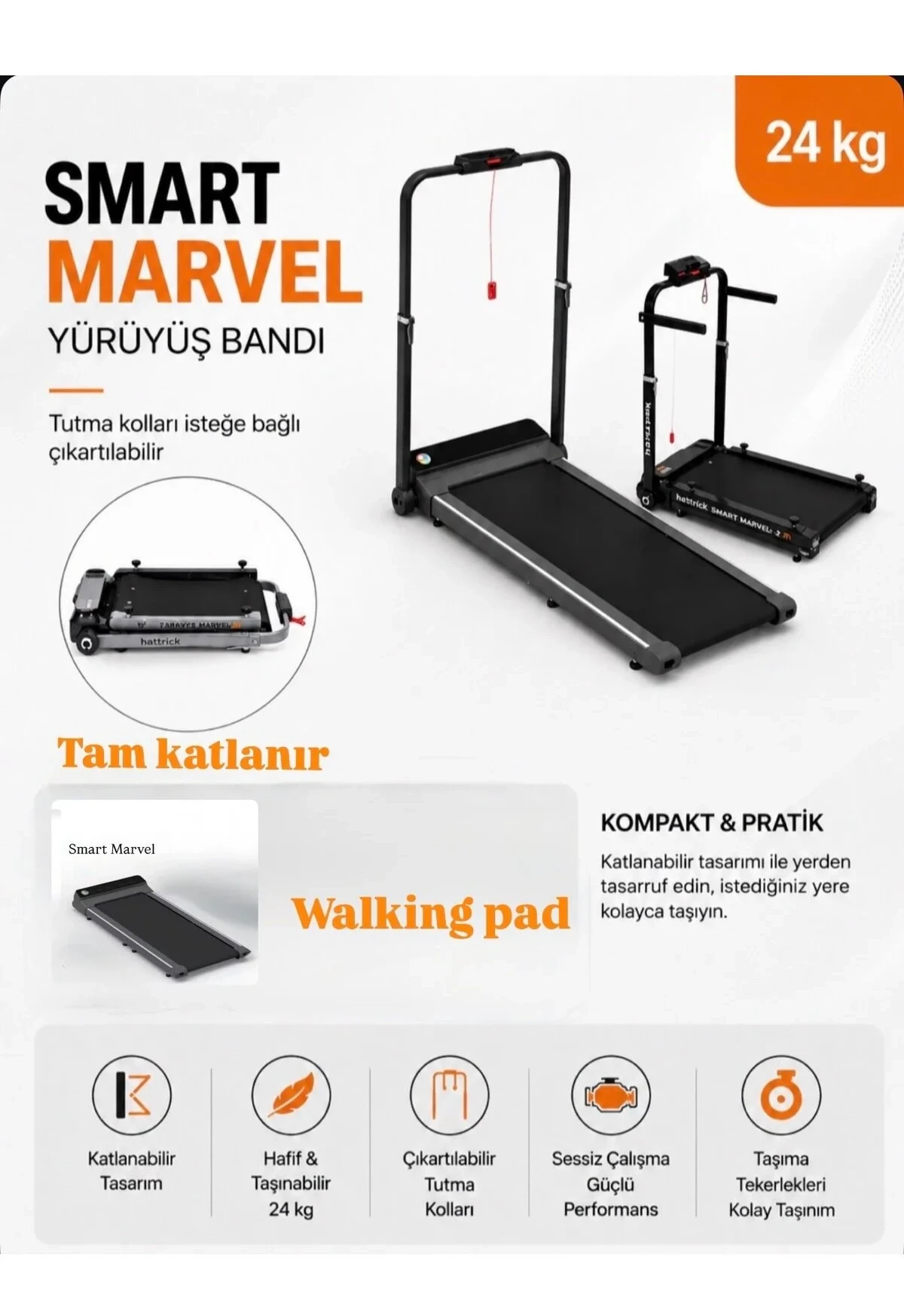 Hattrick Smart Marvel Yeni Nesil Tam Katlanabilir Koşu Bandı