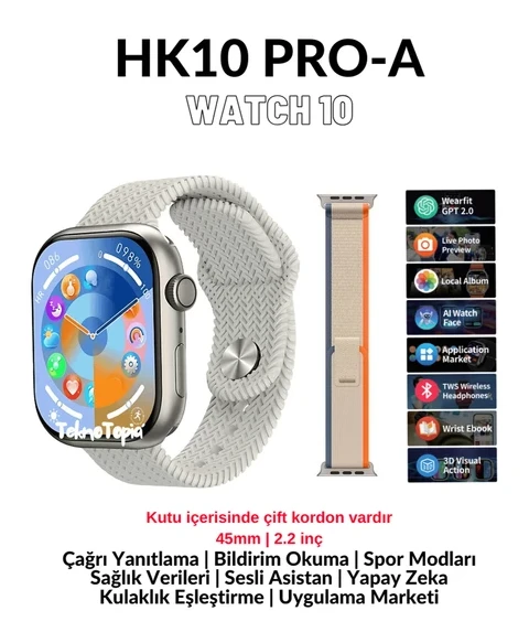 HK10 Pro A Watch 10 Serisi Amoled Ekran Akıllı Saat Yapay Zeka Çağrı