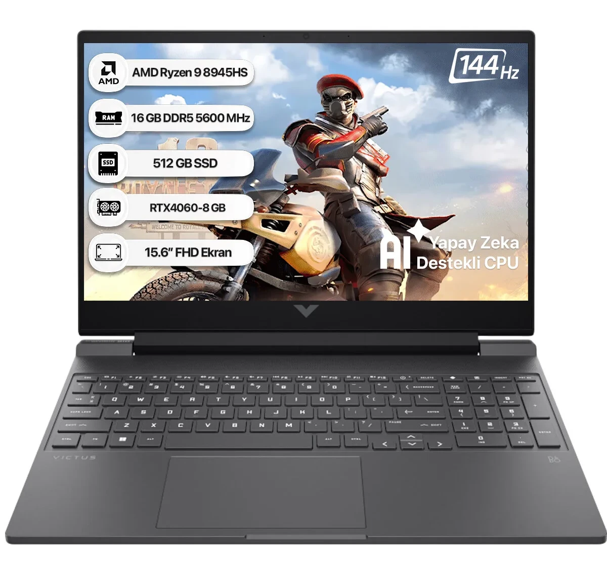 HP Victus 15-FB3007NT B82WDEA AMD Ryzen 9 8945HS SSD RTX4060- Fdos