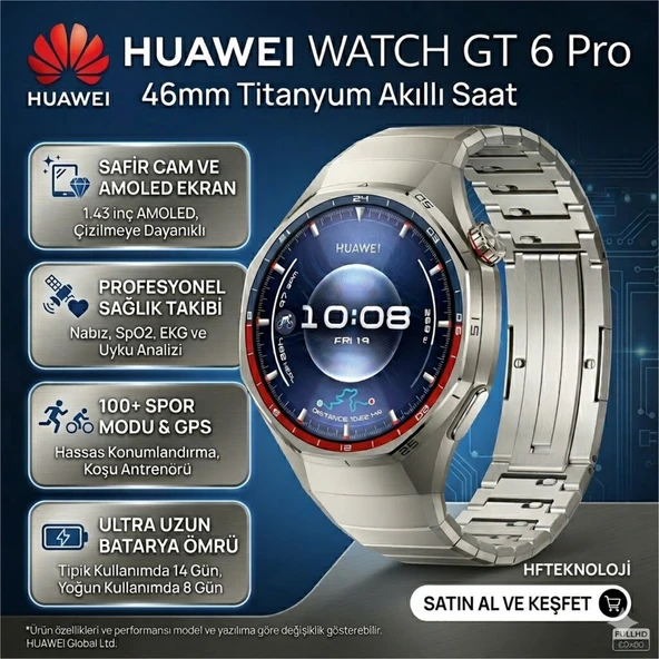 Huawei Watch Gt 6 Pro 46MM Titanyum Akıllı Saat + Xiaomi Redmi Watch 5 Active Akıllı Saat