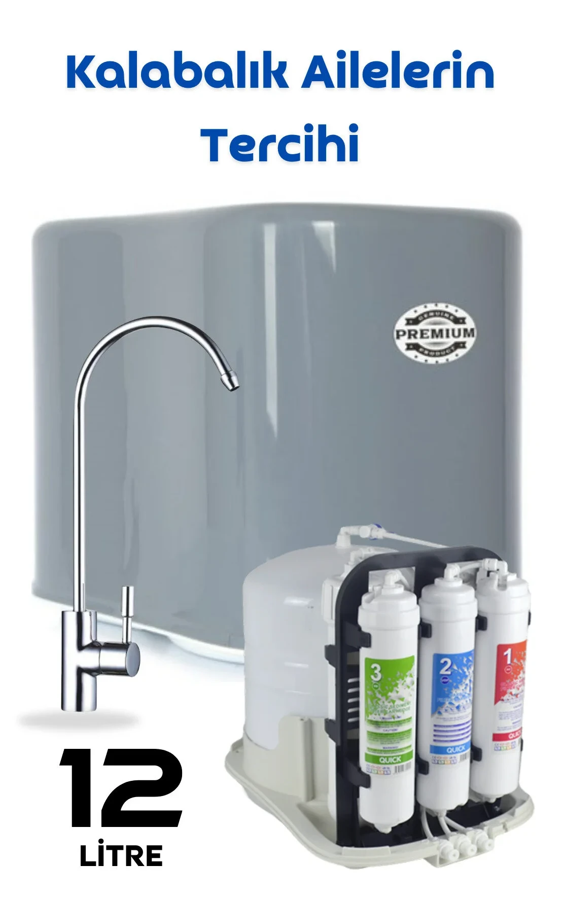 İK Kuzey Su Arıtma Cihazı 12 Litre Antibakteriyel Çelik Tanklı