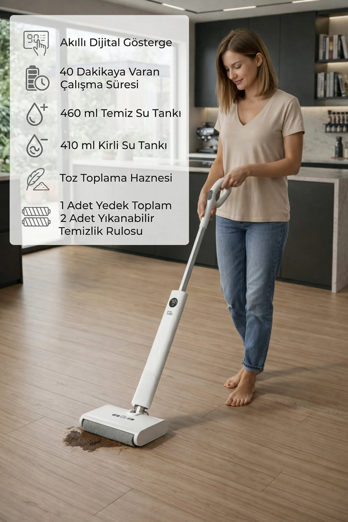 İntros Eo-Tech DW200 Kablosuz Şarjlı Mop