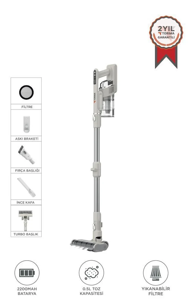 Kablosuz Katlanabilir Hafif UV Işıklı Dikey Şarjlı Süpürge 300W 21KPa