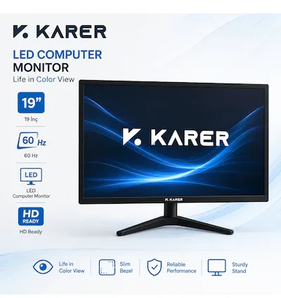 Karer 19 İnç Led Bilgisayar Monitörü 60hz Hd Ready İnce Çerçeveli