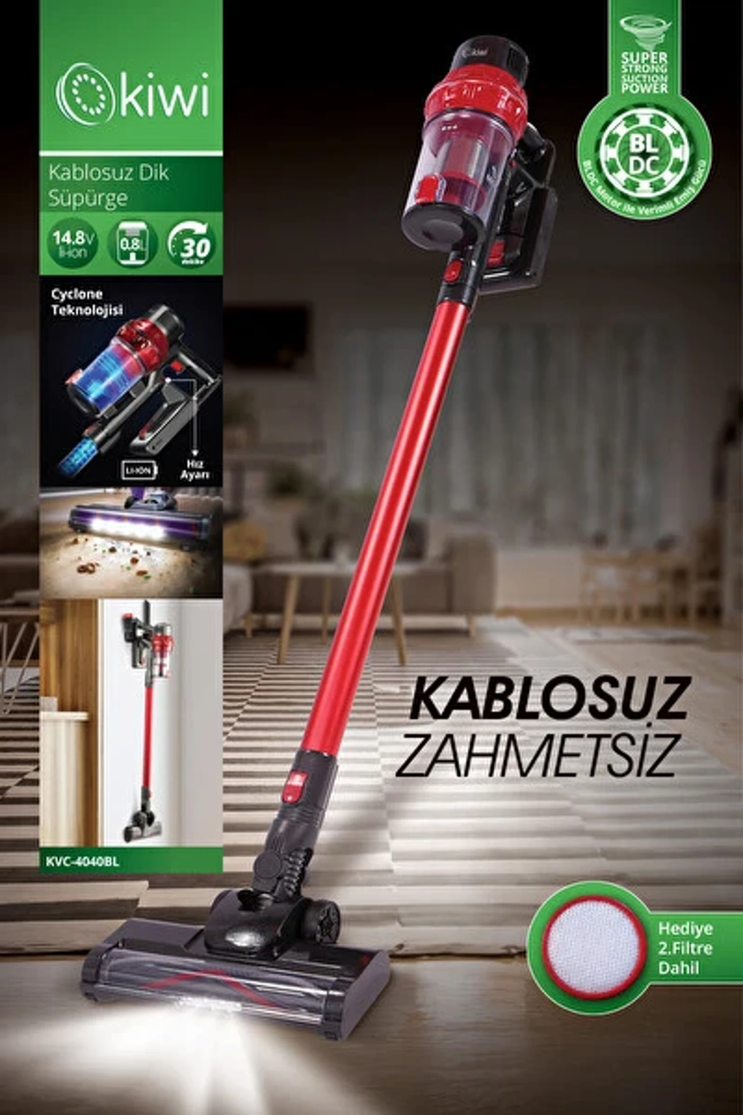 Kiwi Kvc-4040bl Kablosuz Dik Süpürge
