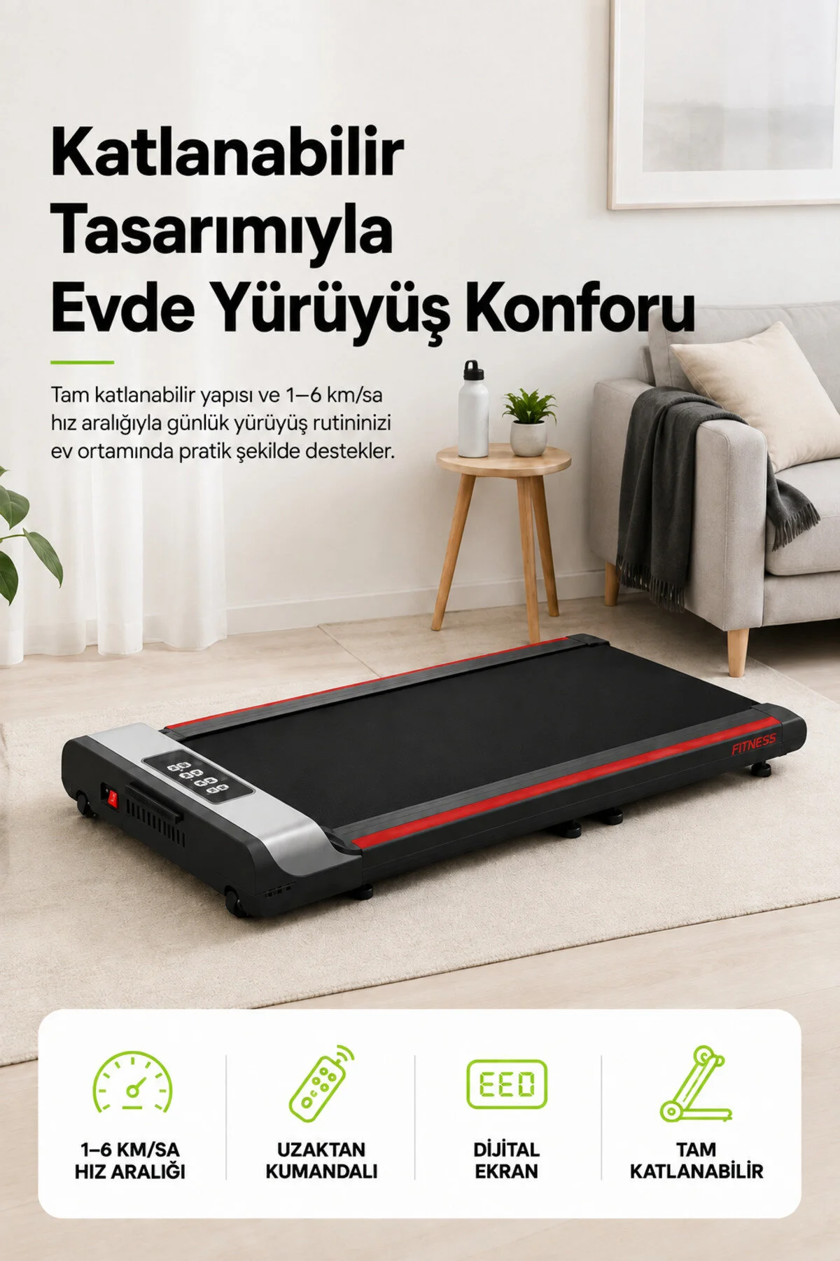 kochler Tam Katlanabilir Yürüyüş Bandı Koşu Bandı