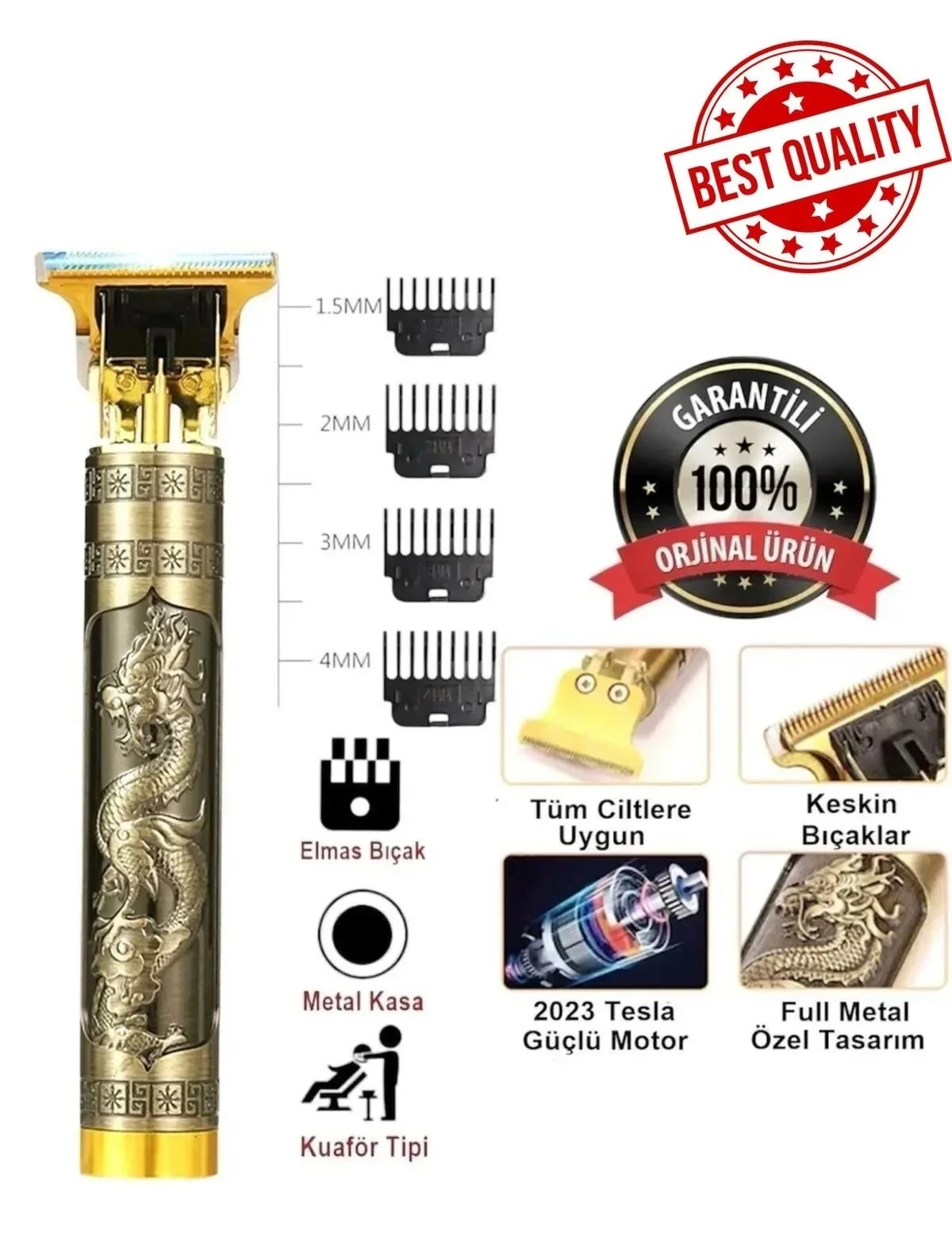 Laraheiser Premium renginde desenli çizgi tıraş makinesi ejderha desenli saç Sakal