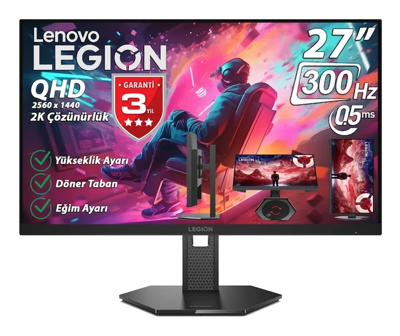 Legion 27Q-11 27″ 0.5ms (MPRT) 300Hz (2xHDMI-DP) Pivot 2K QHD Monitör