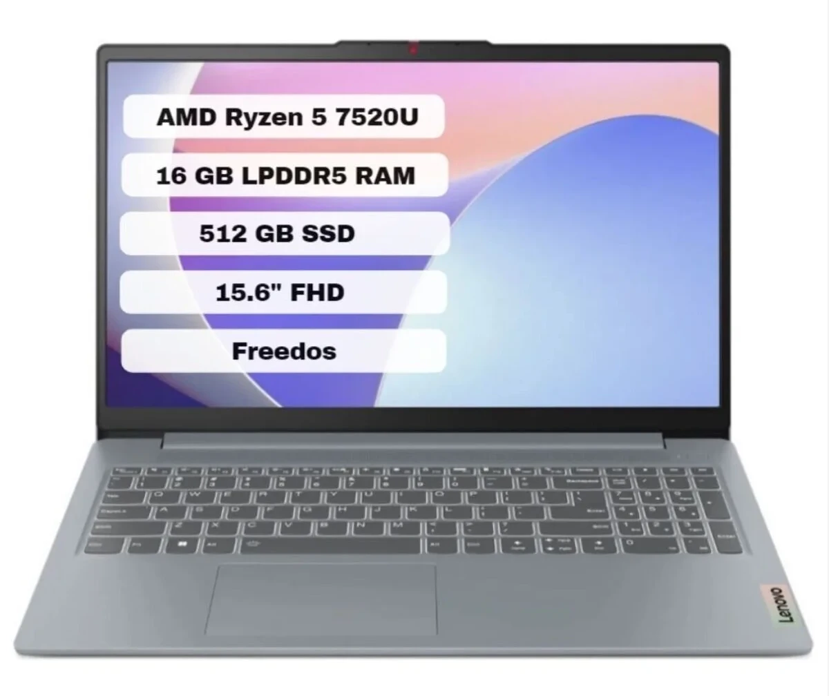 LENOVO IdeaPad Slim 3 AMD Ryzen 5 7520U SSD Freedos 15.6