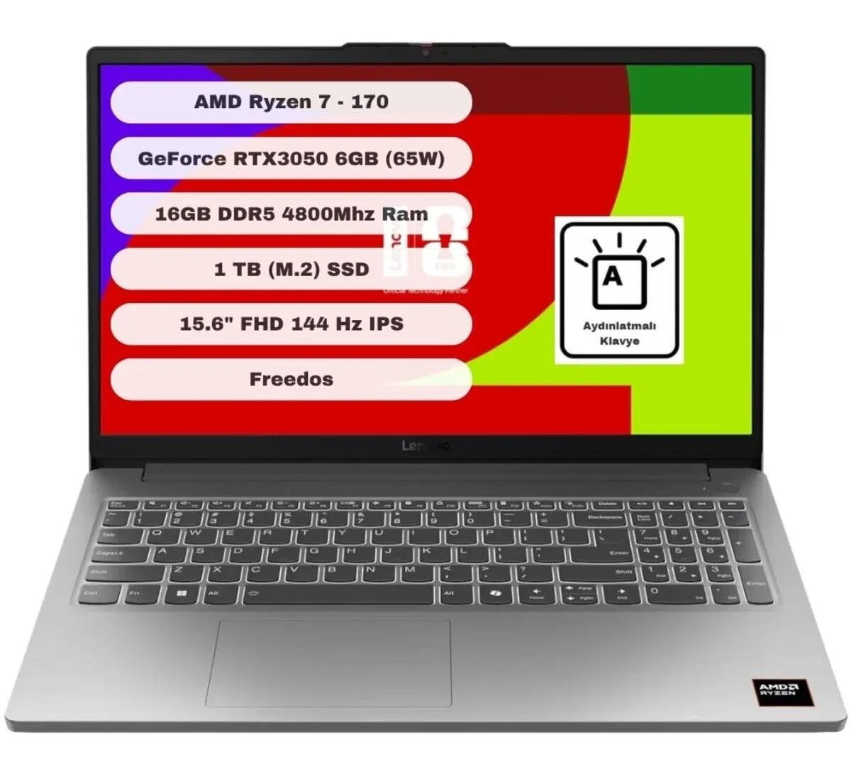 LENOVO LOQ 15ARP10E 83S000DYTR AMD Ryzen 7 170 SSD RTX 3050 Freedos