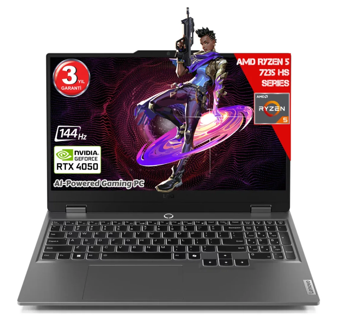 LENOVO LOQ 15ARP9 AI AMD Ryzen5 7235HS RTX4050 15.6FHD 144Hz FreeDos