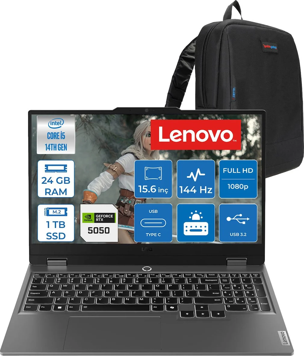 Lenovo Loq 15IRX10 Intel Core I5-14500HX Ddr5 SSD RTX5050/ 100W 15,6