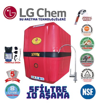 Lg Chem Cool Kırmızısyah 8lt 5fl Pompalı 10aşama Su Arıtma Cihazı