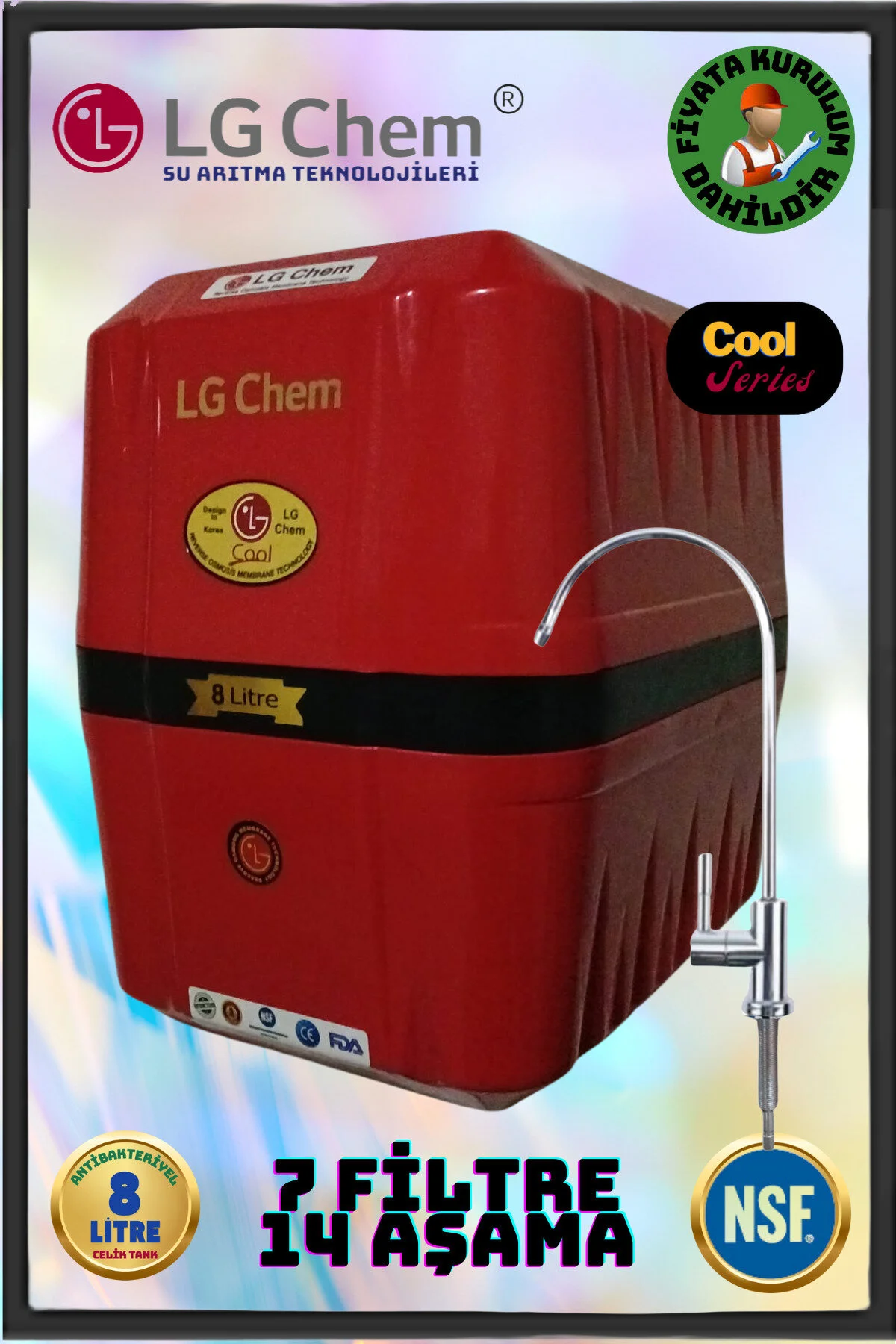 LG Chem Cool Renk Montaj Dahil 7 Filitre 14 Aşama.gümüş Su Arıtma Cihazı