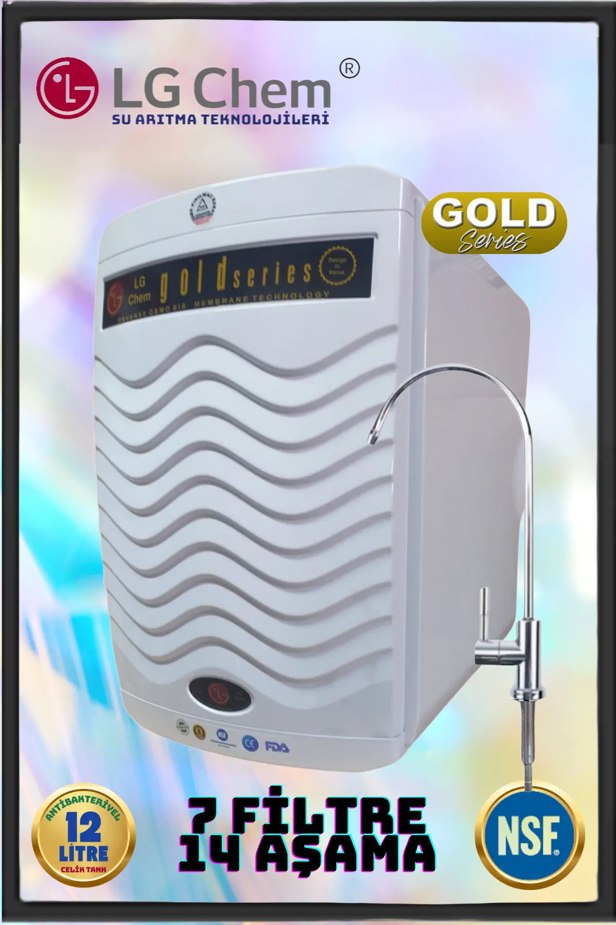 LG Chem Gold Renk 12 Litre 7 Filitre 14 Aşamalı Gümüş Su Arıtma Cihazı