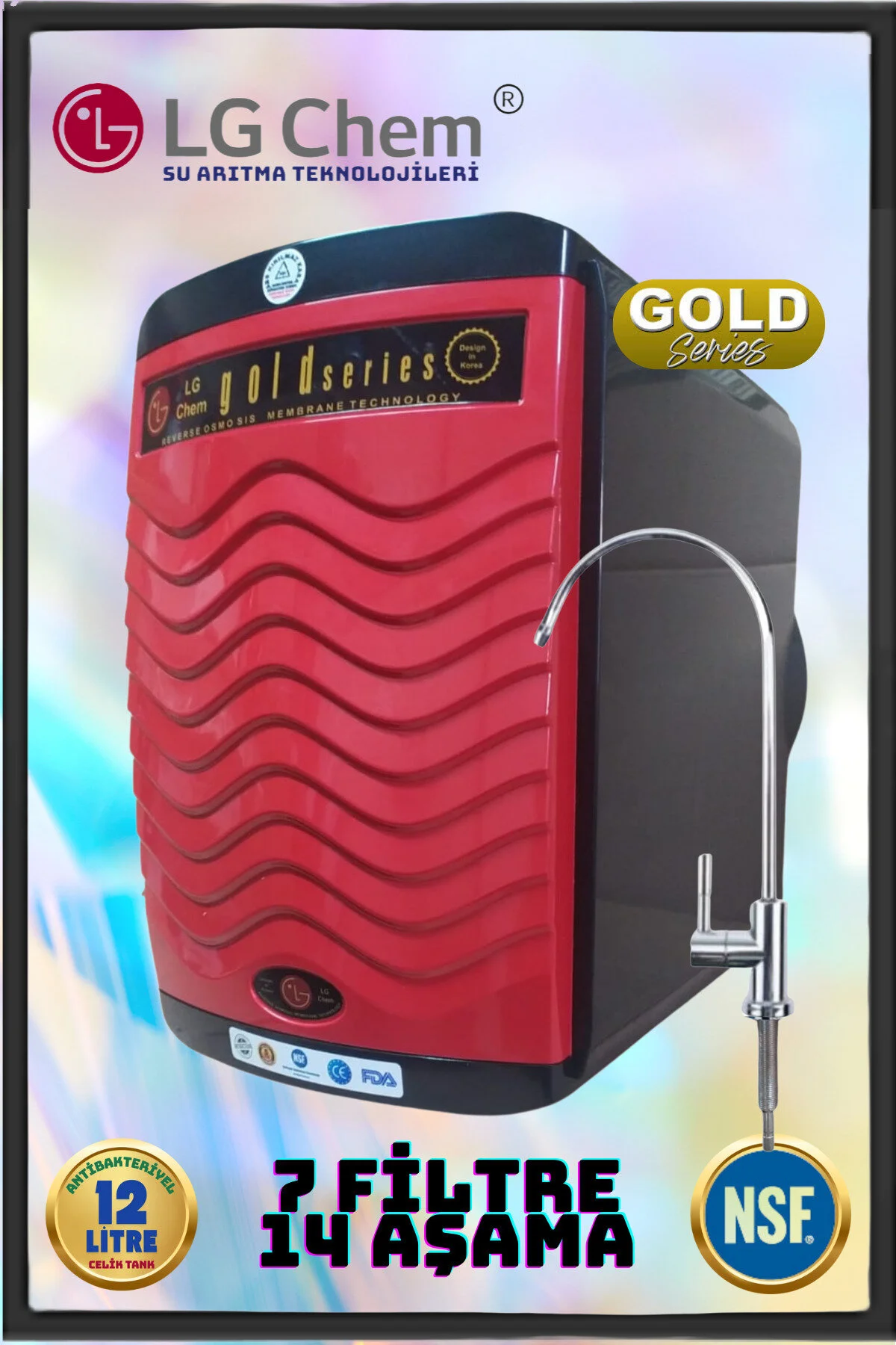 LG Chem Gold Renk Abs Kırılmaz Kasa 14 Aşama 7 Filitre 12 Su Arıtma Cihazı