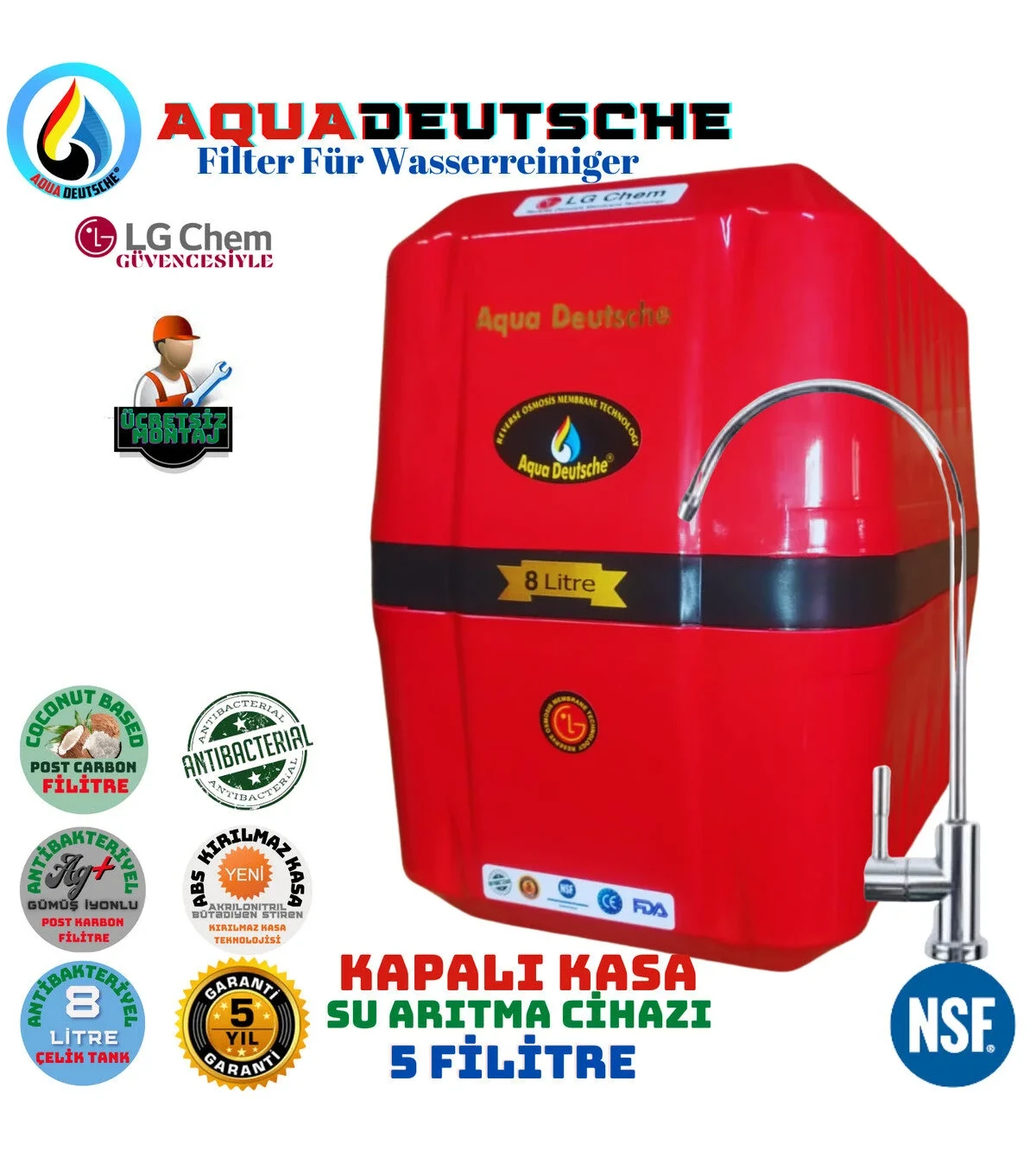 light gastro Aqua Deutsche Montaj Dahil Renk 14 Aşama 7 Su Arıtma Cihazı