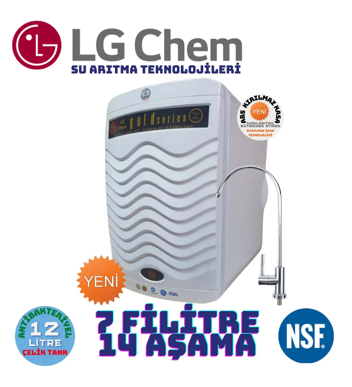 light gastro GOLD ELEGANCE 12 LİTRE 7 FİLİTRE 14 AŞAMA GÜMÜŞ İYONLU MİNERAL VE ALKALİLİ SU ARITMA CİHAZI