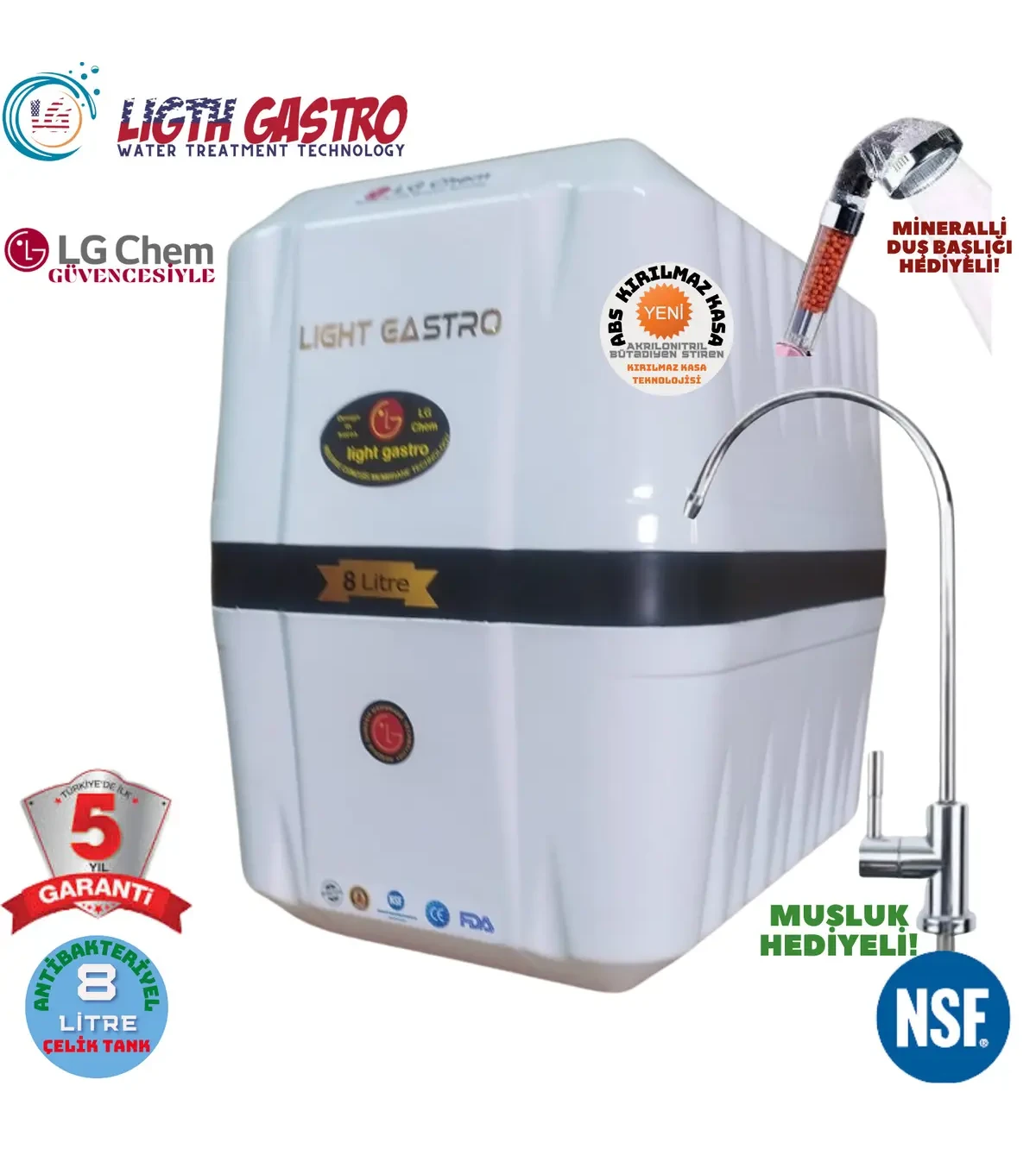 light gastro Premium 8 lt İyon Tatlandırıcılı Su Arıtma Cihazı