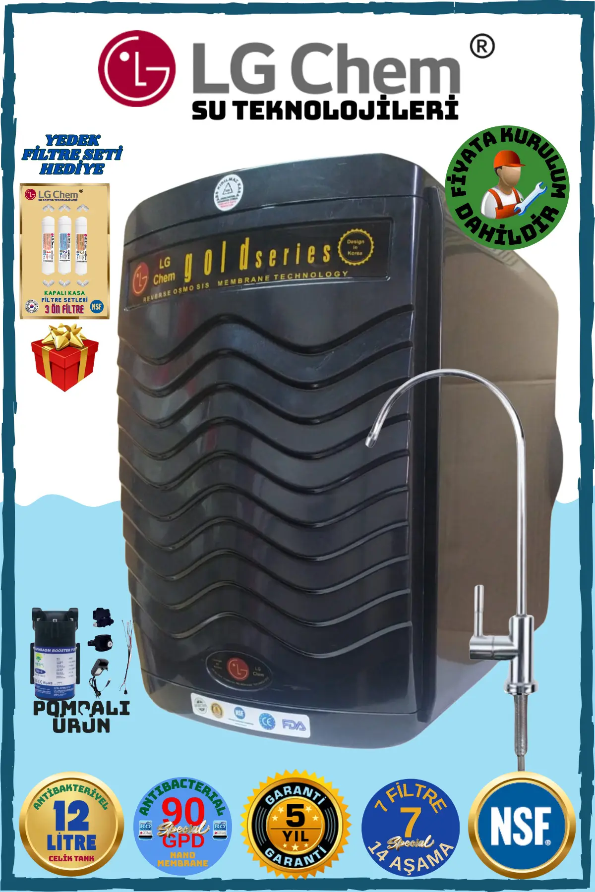 Ligth Gastro LG Chem 12 Litre 14 Aşama Specıal Pompalı Su Arıtma Cihazı