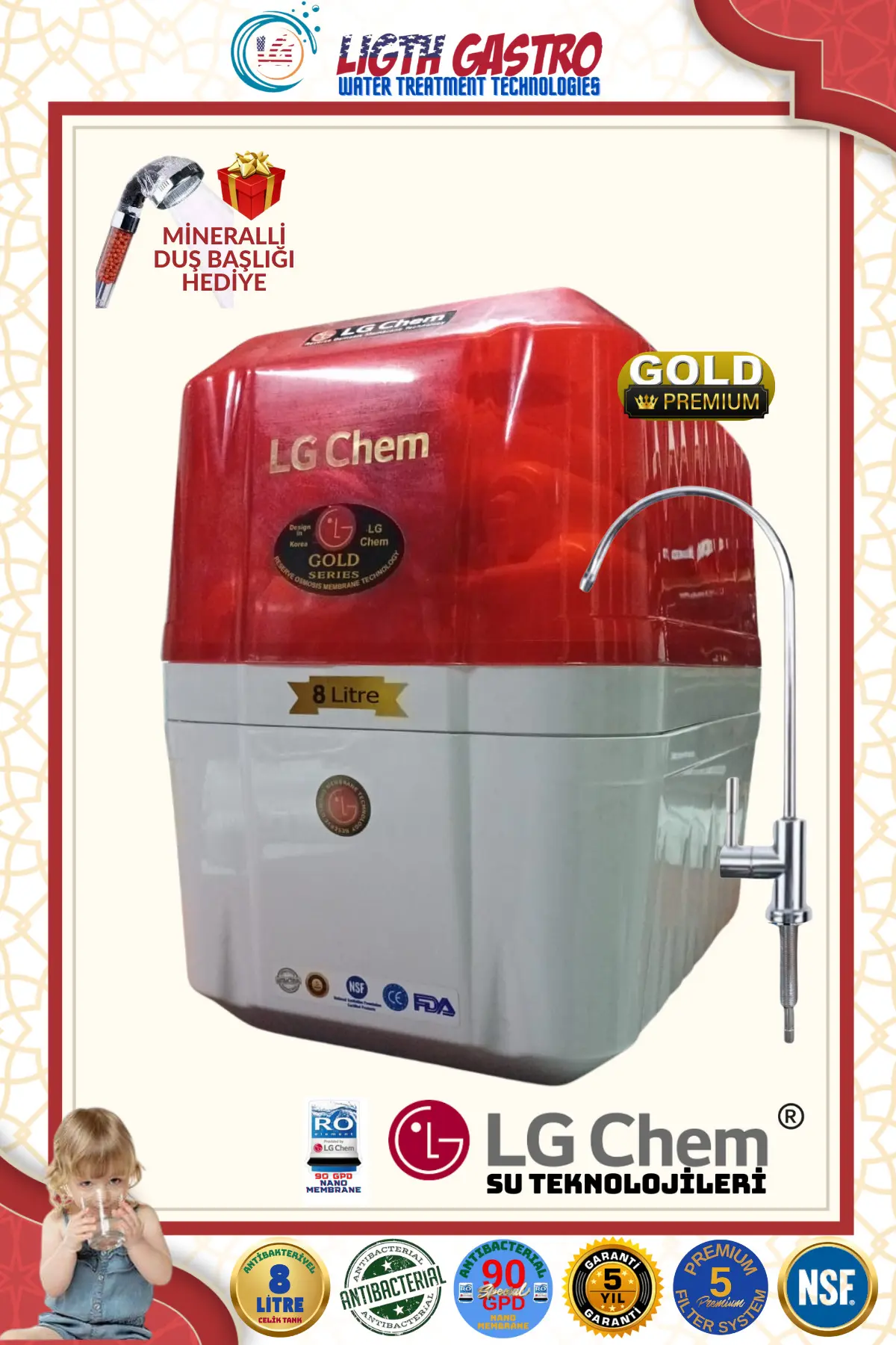 ligth gastro LG Chem GOLD SERIES PREMIUM HOME NATURE -KIRMIZI RENK SU ARITMA CİHAZI