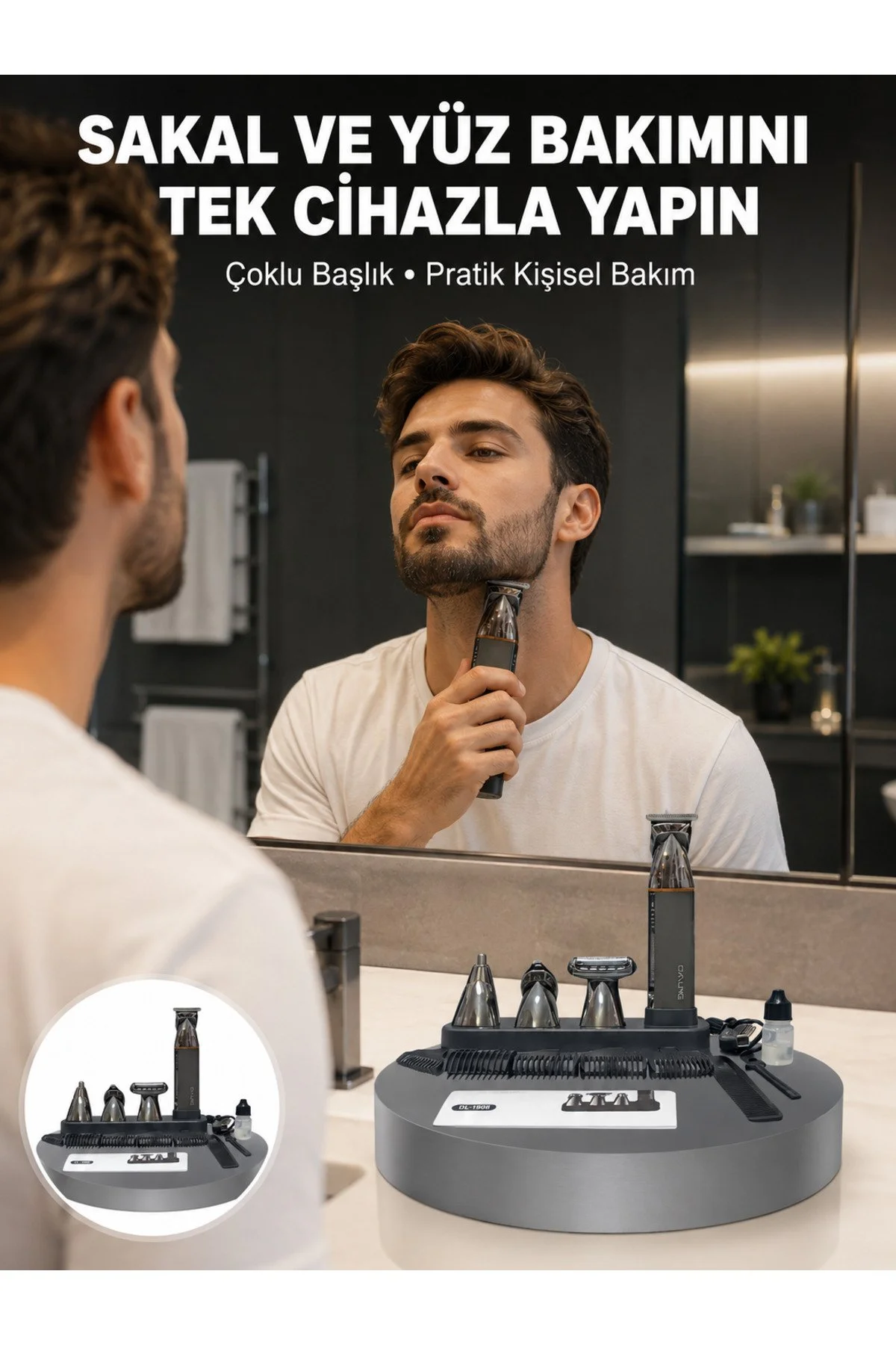 Lutesya Çok Fonksiyonlu 9’u 1 Arada Tıraş Makinesi Şarjlı Sakal Düzeltici