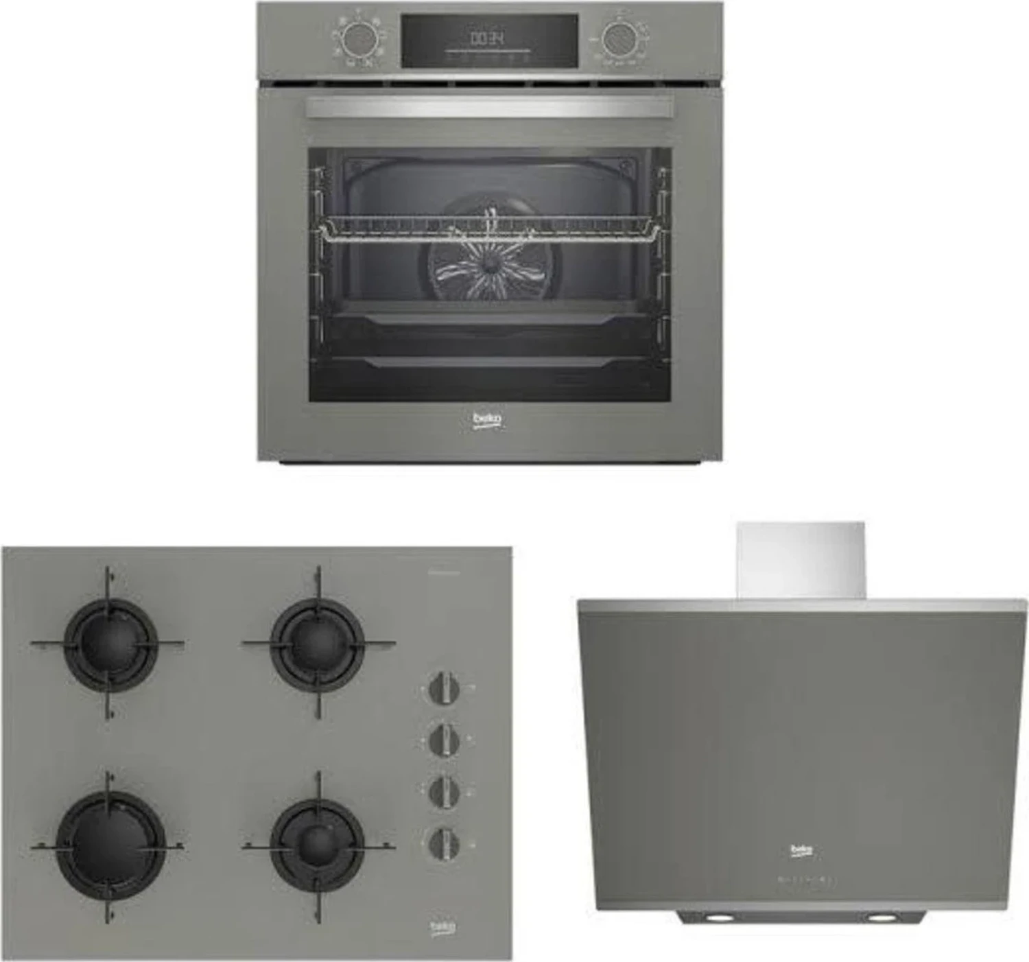 Manhattan Buhar Destekli 3’lü Ankastre Set Fırın + Ocak + Davlumbaz