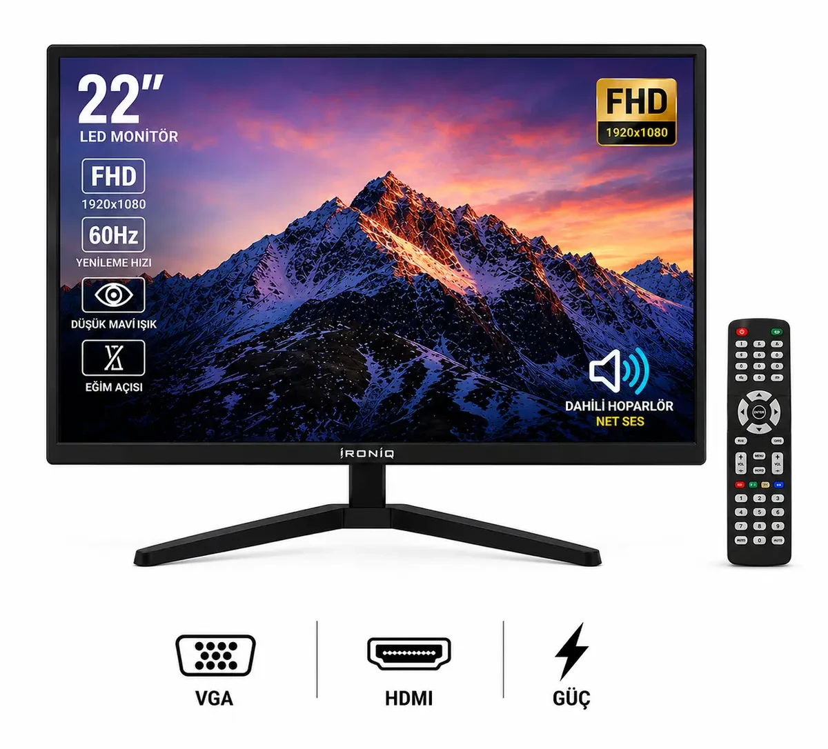 MN6 IRN-Q22WS 22 İnç Full HD 60Hz Çok Amaçlı LED Monitör