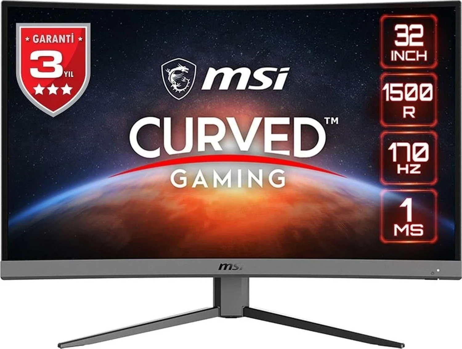 MSI G32C4 E2 31.5 1920×1080 170Hz 1ms HDMI DP 1500R Curved Led Monitör
