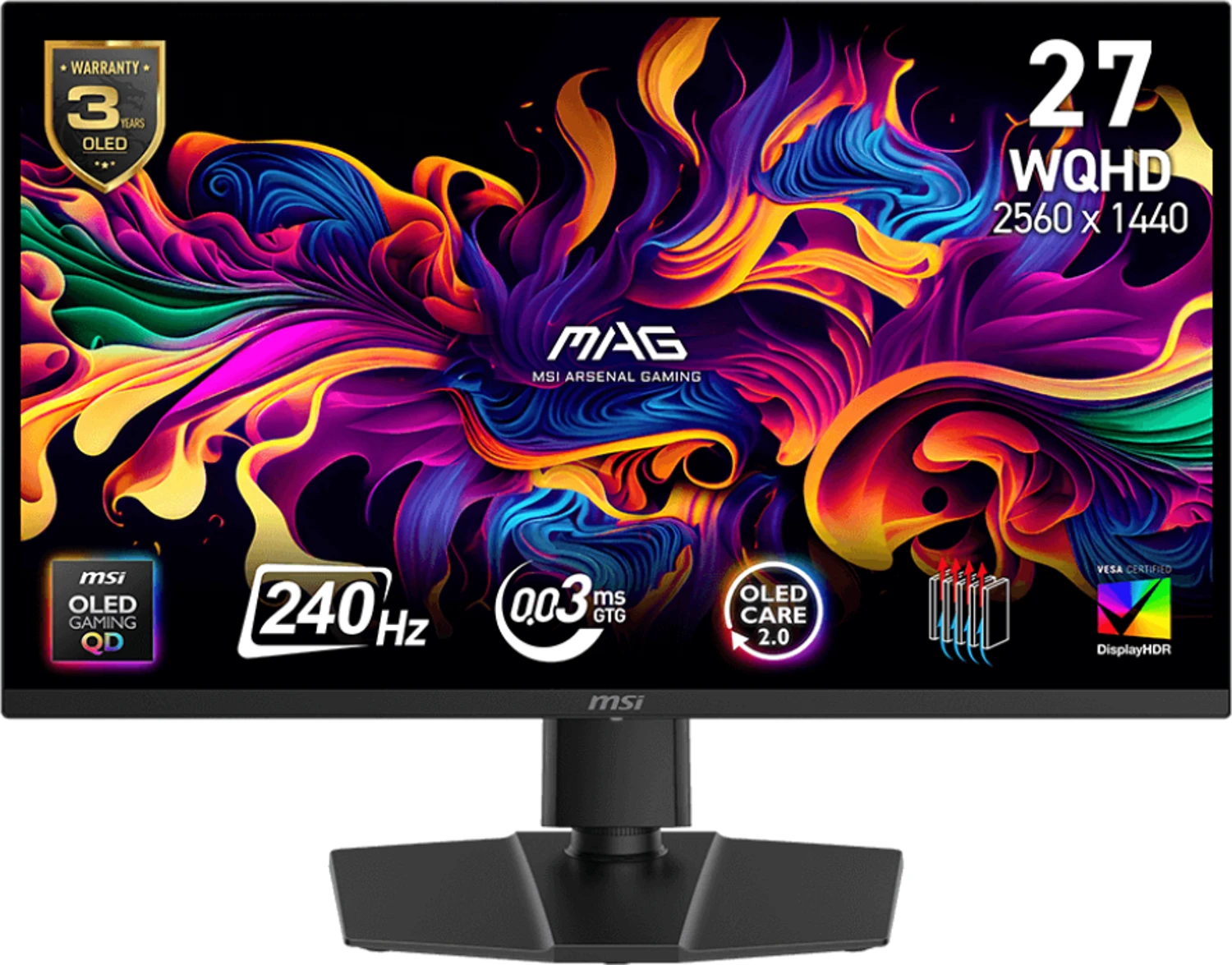 MSI MAG 273QP QD-OLED X24 26.5″ 240Hz 0.03ms Adaptive Sync WQHD Monitör