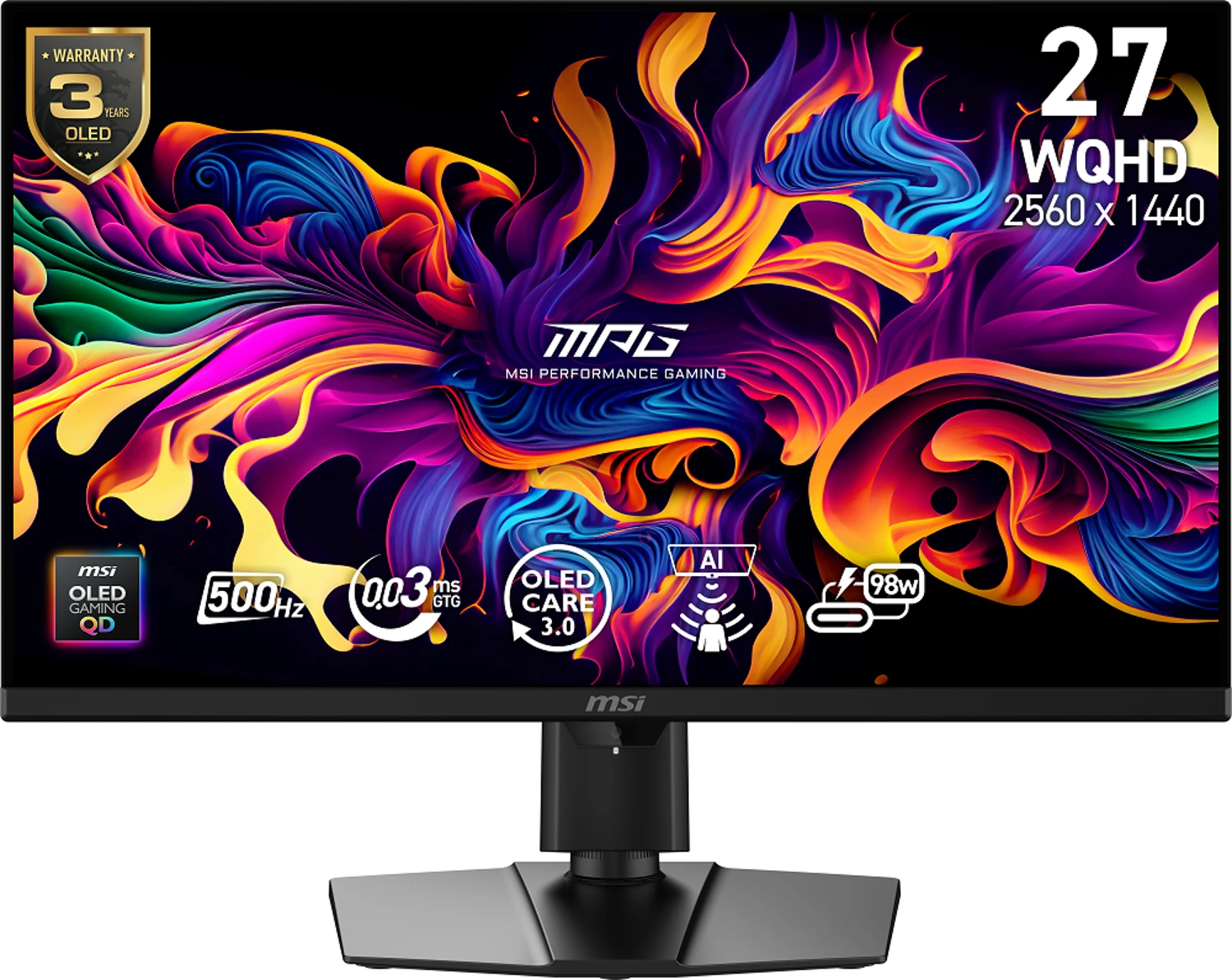 MSI MPG 271QR QD-OLED X50 26.5″ 500Hz 0.03ms Adaptive Sync WQHD Monitör
