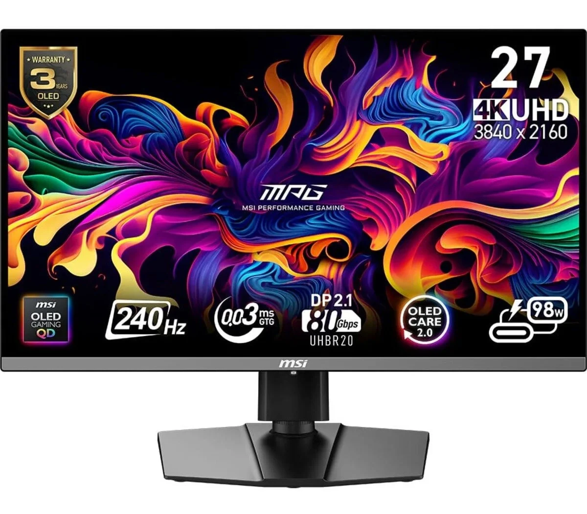 MSI MPG 272URX QD-OLED 26.5 3840×2160 240Hz 0.03 ms HDMI DP Type-C Monitör