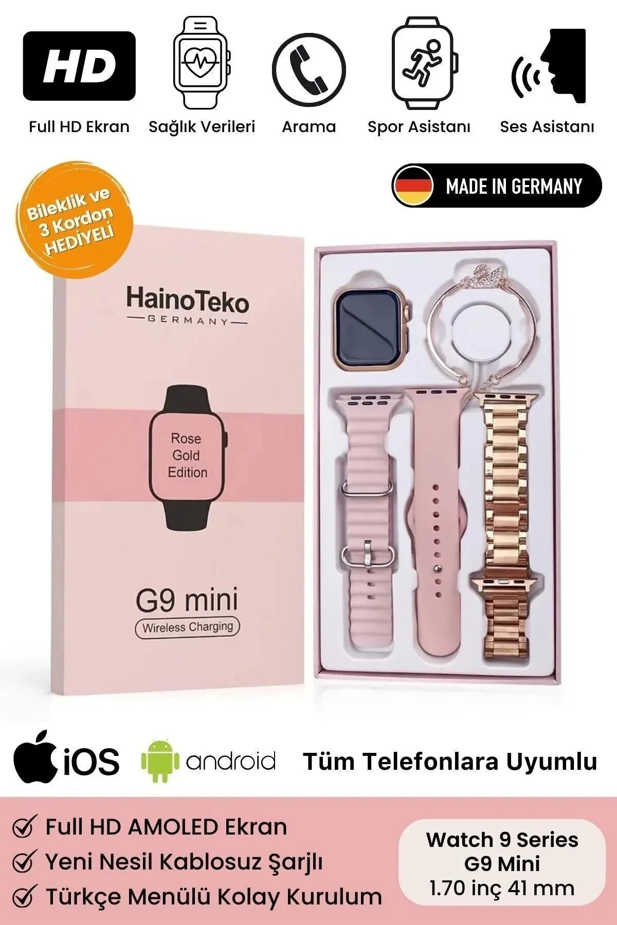 MT Kadınların Faoverisi Watch 9 G9MİNİ 41 MM Akıllı Saat Konuşma