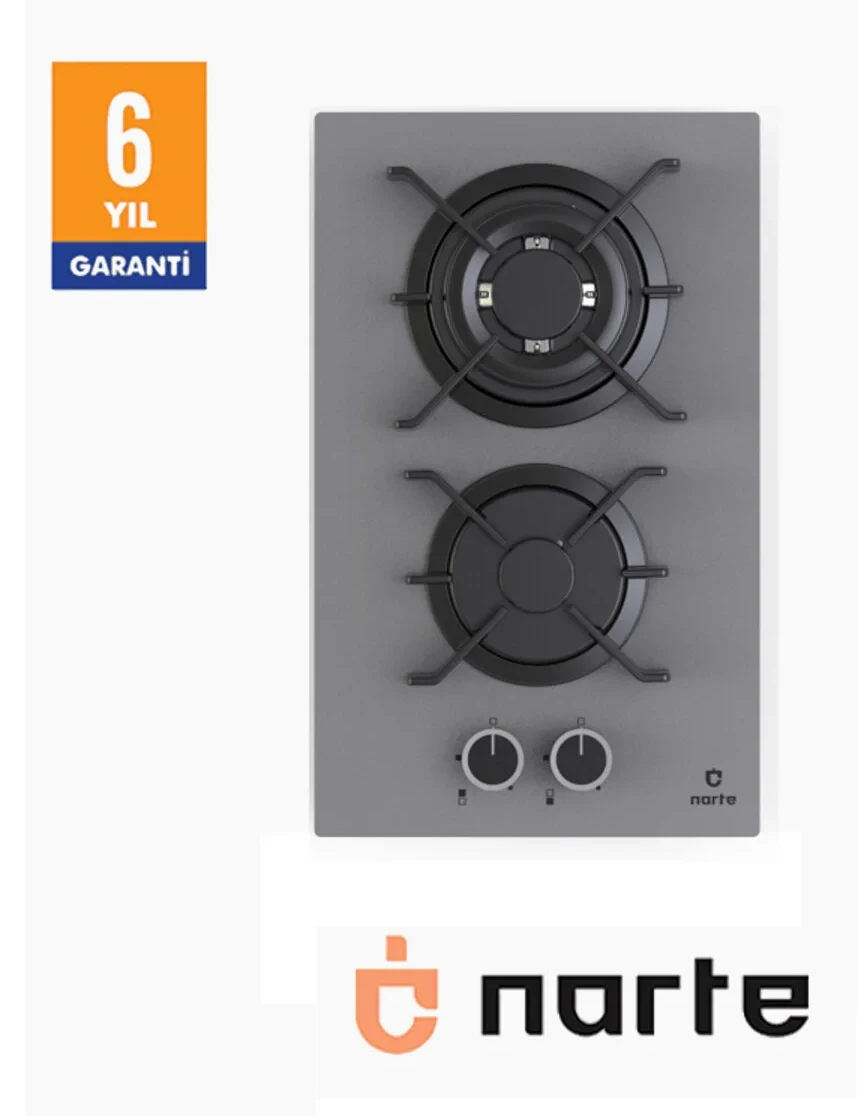 Narte -CG20030S 30 CM Domino Gazlı 1 Gözü Woklu Ocak-GRİ