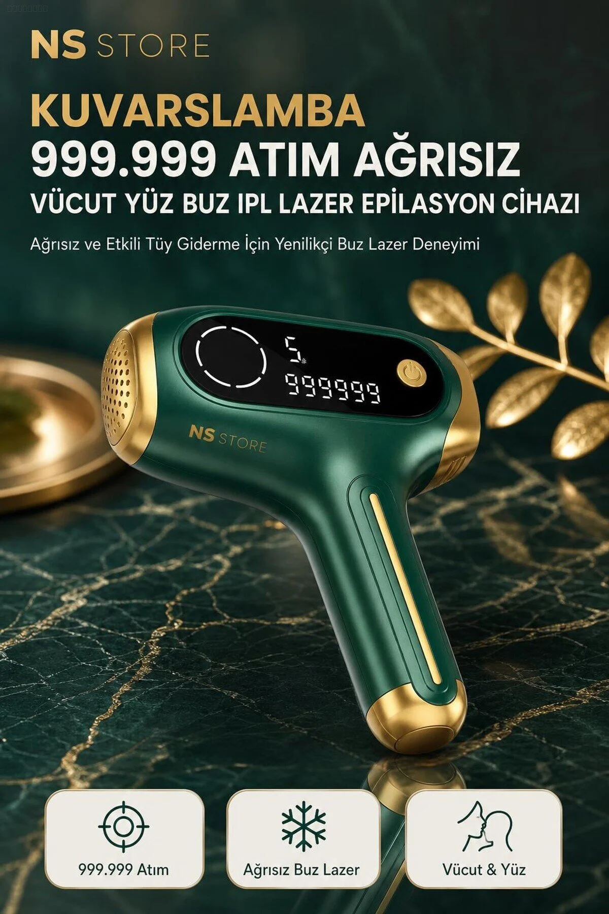 NS Store Kablolu Buz IPL Lazer Epilasyon Cihazı 999.999 Atım Ağrısız